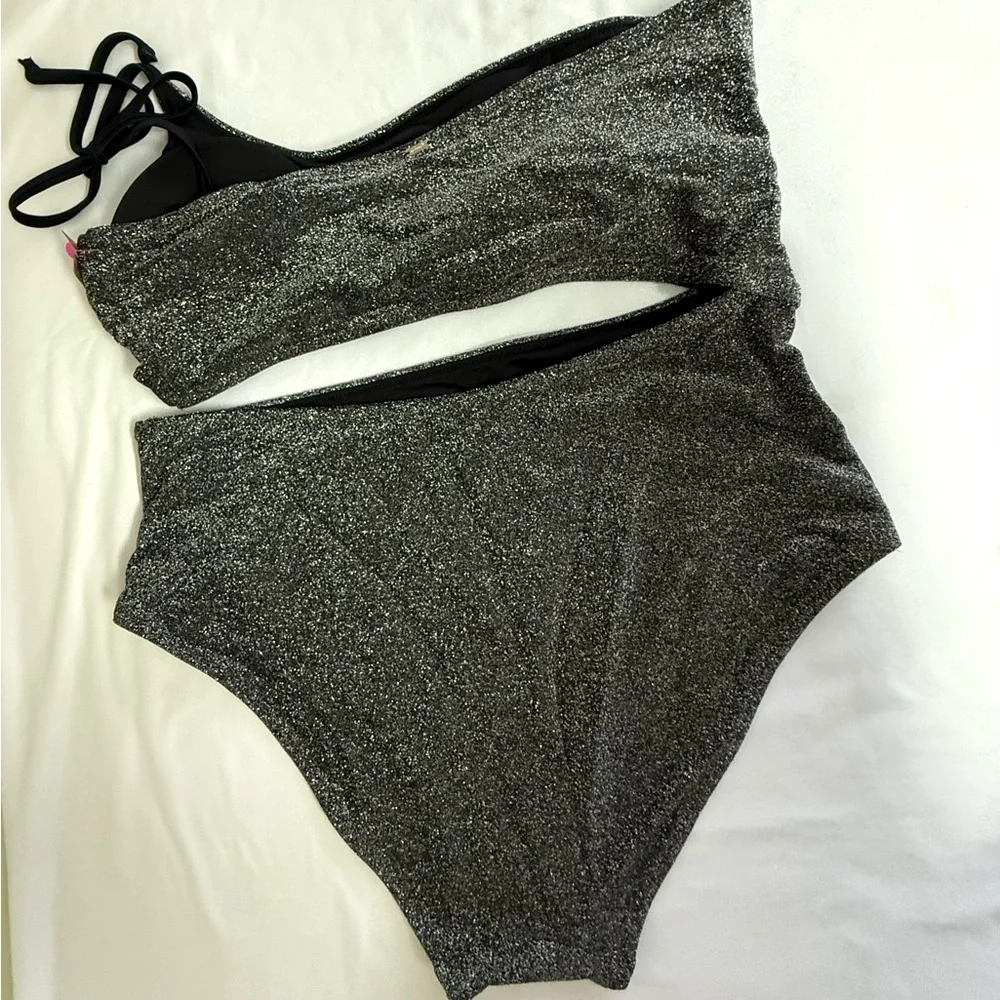PINK Victoria's Secret Shimmer One-Shoulder Monokini style One-Piece - Picture 3 of 7